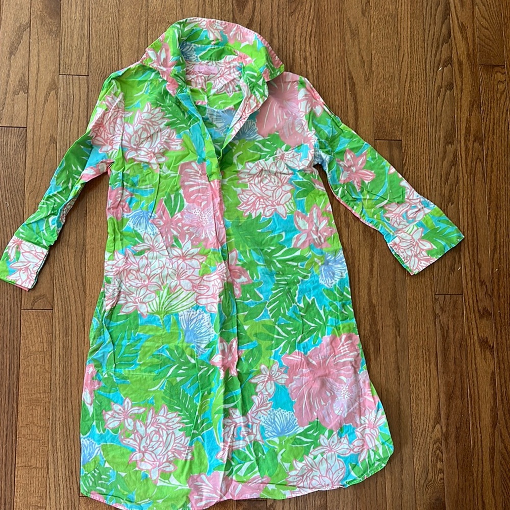 Lilly Pulitzer Tropical Floral Dress in Green and Pink
